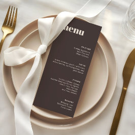 Modern Minimalist Brown Wedding Tall Template Menu Menükarte