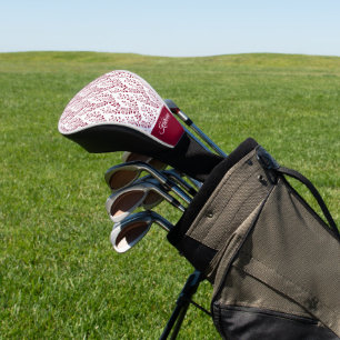 Modern minimalist burgunderrote weiße Blumensporta Golf Headcover