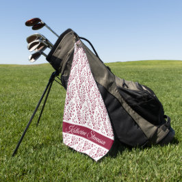 Modern Minimalist Burgundy Red White Floral Sports Golfhandtuch
