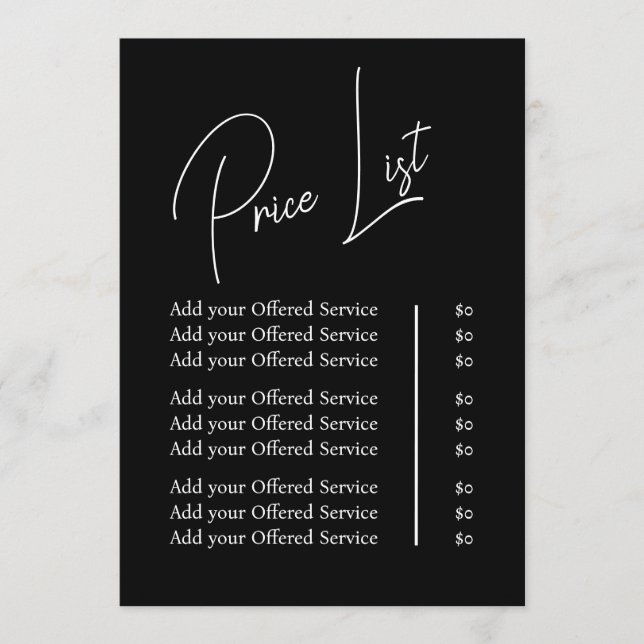 Modern Minimalist Business Branding Menu and Price Menükarte (Vorderseite)