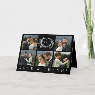 Modern Minimalist Calligraphy Crest monogram Photo Dankeskarte