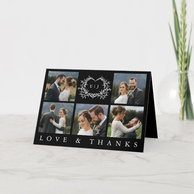 Modern Minimalist Calligraphy Crest monogram Photo Dankeskarte (Vorderseite)