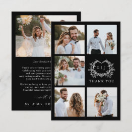 Modern Minimalist Calligraphy Crest monogram Photo Dankeskarte