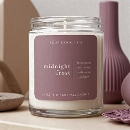 Modern Minimalist Candle Packaging Label Mauve Quadratischer Aufkleber