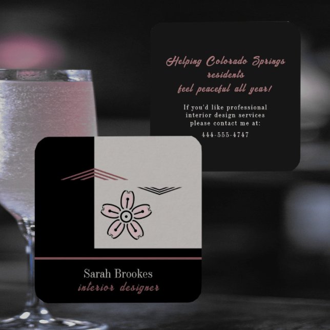 Modern Minimalist Cherry Blossom Business Card Quadratische Visitenkarte (Von Creator hochgeladen)