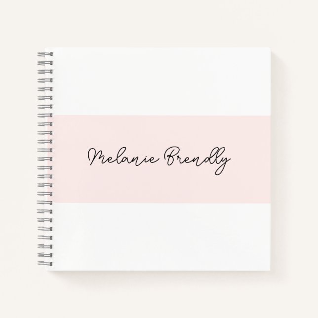 Modern Minimalist Chic Blush Pink White Notizbuch (Vorderseite)