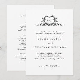 Modern Minimalist Chic Calligraphy Crest Wedding Einladung