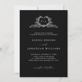 Modern Minimalist Chic Calligraphy Crest Wedding   Einladung