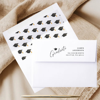 Modern Minimalist Chic Graduate Return Address Permastempel