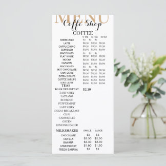 Modern minimalist Coffee Shop Menu Template Menükarte