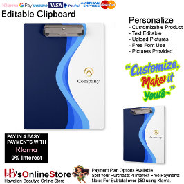 Modern Minimalist Company Blue White Business Klemmbrett