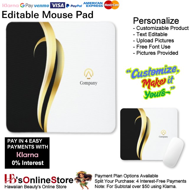 Modern Minimalist Company Blue White Business Mousepad (Modern Minimalist Company Blue White Business Mouse Pad.)