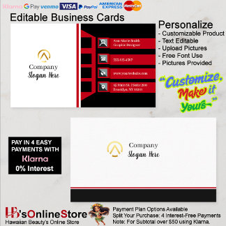 Modern Minimalist Company Red Black White Visitenkarte