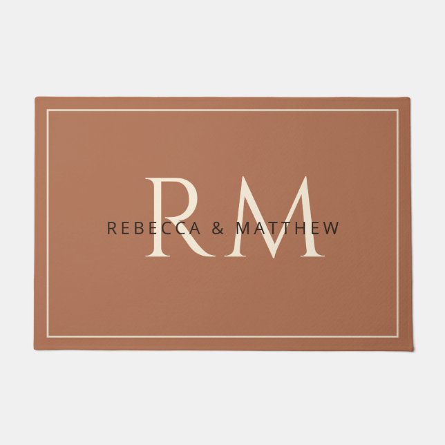 Modern Minimalist Couple Monogram Fußmatte (Vorderseite)