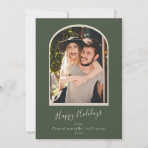 Modern Minimalist Custom Arch Photo Green Feiertagskarte