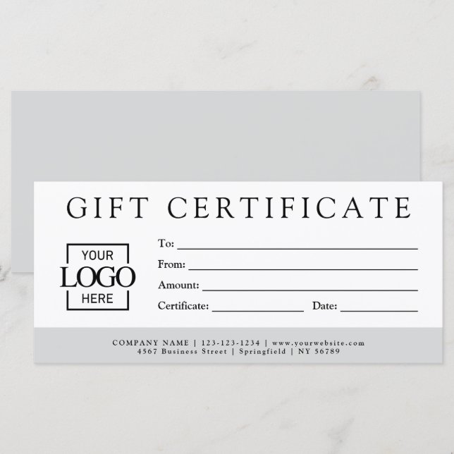 Modern Minimalist Custom Business Gift Certificate (Vorne/Hinten)