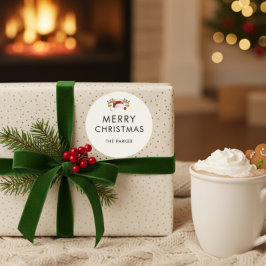 Modern Minimalist Custom Color Christmas Class Runder Aufkleber