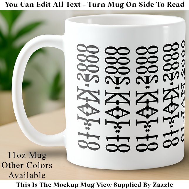 Modern Minimalist Date Hidden Message Custom Black Kaffeetasse (Von Creator hochgeladen)