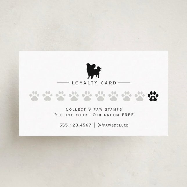 Modern Minimalist Dog Grooming Silhouette Logo Treuekarte (Von Creator hochgeladen)