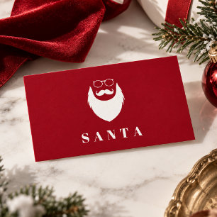 Modern minimalist dunkelroter Weihnachtsmann-Servi Visitenkarte