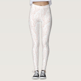 Modern Minimalist Dusty Rose White Floral  Leggings