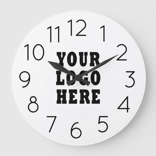 Modern Minimalist Editable Company Business Logo  Große Wanduhr (Vorderseite)