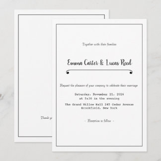 Modern Minimalist Editable Wedding Invitation Einladung