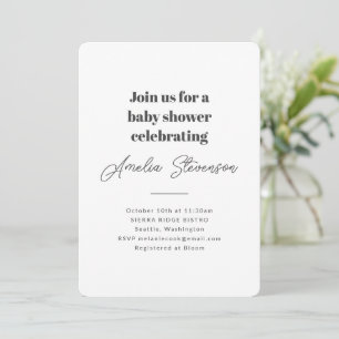 Modern minimalist einfache Babyparty Weiß Einladung