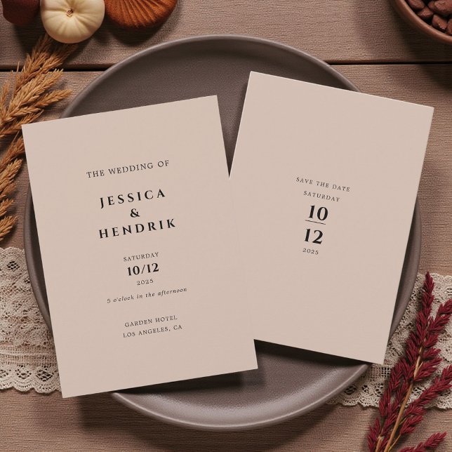 Modern Minimalist Elegant Bisque Wedding Einladung (Von Creator hochgeladen)
