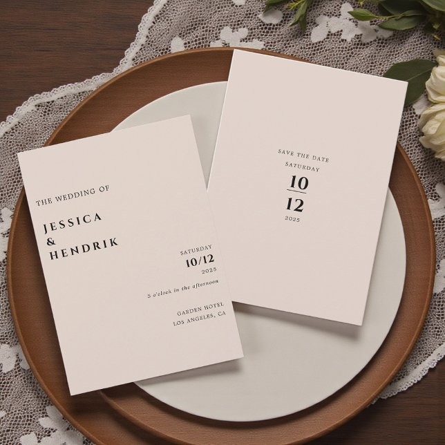 Modern Minimalist Elegant Champagne Wedding Einladung (Von Creator hochgeladen)