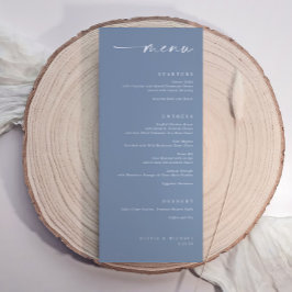 Modern Minimalist Elegant Dusty Blue Wedding Menükarte