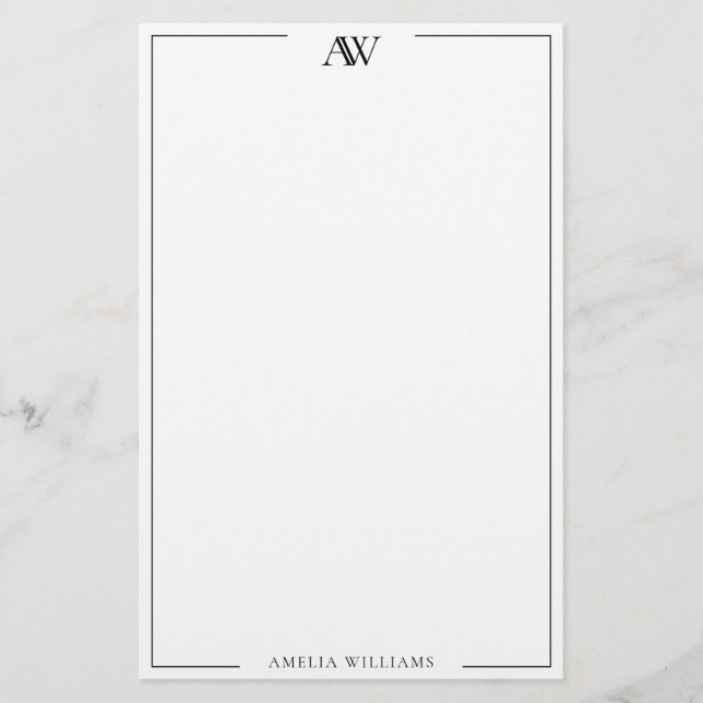 Modern Minimalist Elegant Monogram Briefpapier (Vorderseite)