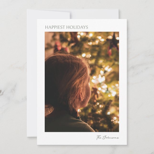 Modern Minimalist Elegant Photo Christmas Card Einladung (Vorderseite)