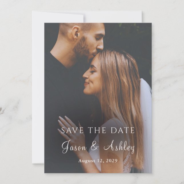 Modern Minimalist Elegant Photo Save The Date Card Einladung (Vorderseite)