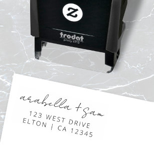 Modern Minimalist   Elegant Script Wedding Address Permastempel