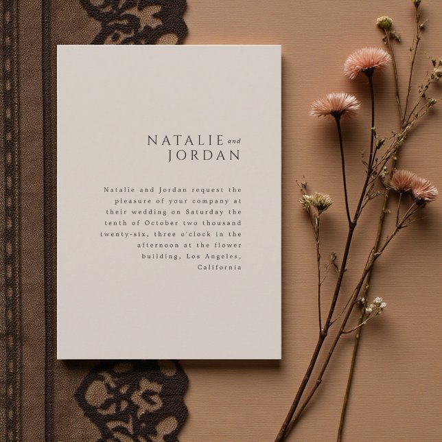 Modern Minimalist Elegant Silver Grey Wedding Einladung (Modern Minimalist Elegant Silver Grey Wedding Invitation)