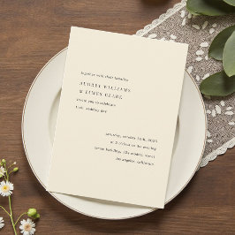 Modern Minimalist Elegant Simple Cream Wedding Einladung