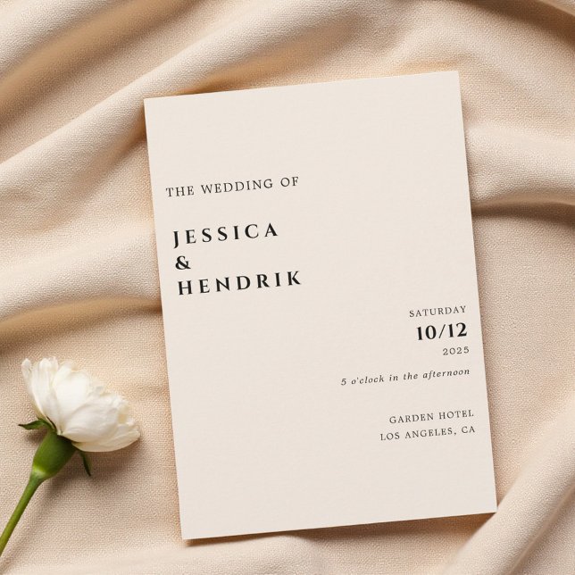 Modern Minimalist Elegant Simple Cream Wedding Einladung (Von Creator hochgeladen)