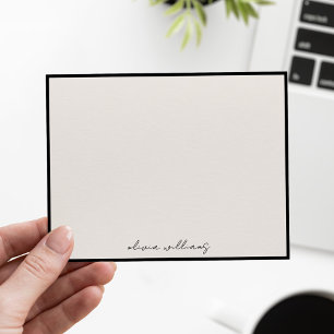 Modern minimalist elfenbein-kalligrafie-monogramm mitteilungskarte