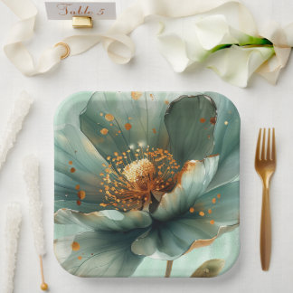 Modern Minimalist Emerald and White Wedding Pappteller