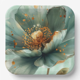 Modern Minimalist Emerald and White Wedding Pappteller