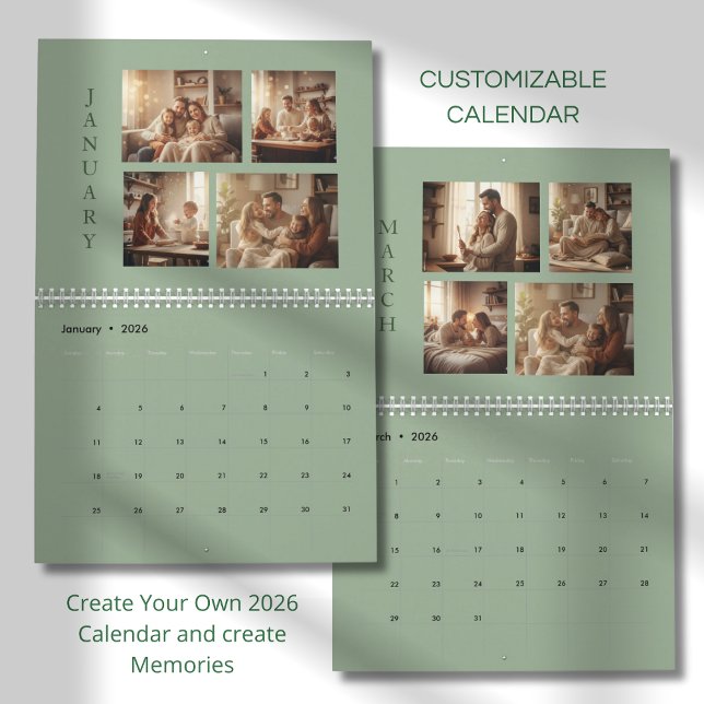 Modern Minimalist Family Photo Calendar 2026 Kalender (Von Creator hochgeladen)
