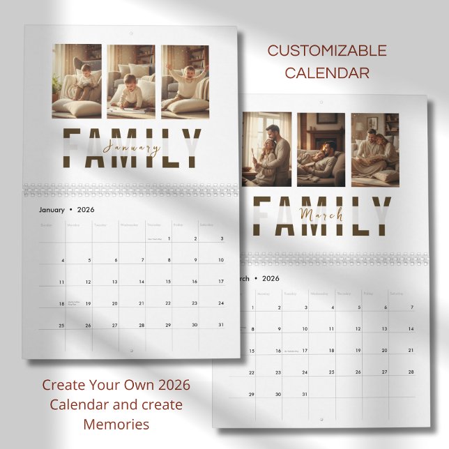Modern Minimalist Family Photo Calendar 2026 Kalender (Von Creator hochgeladen)