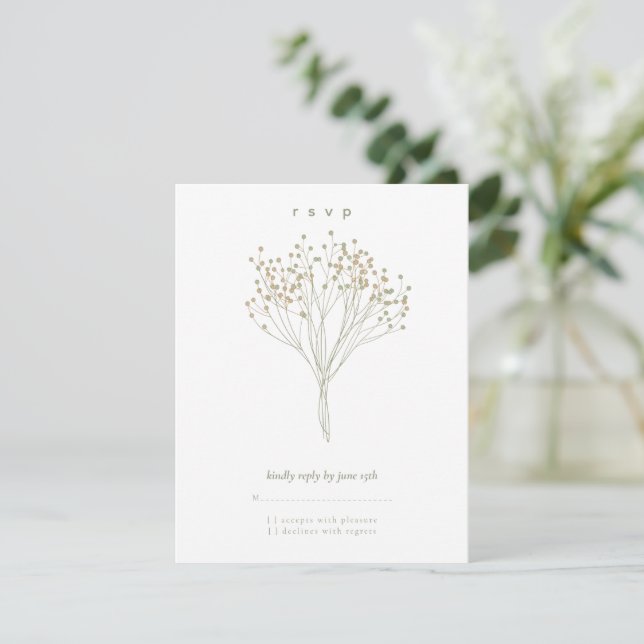 Modern Minimalist Floral Baby Shower RSVP Card Karte (Stehend Vorderseite)