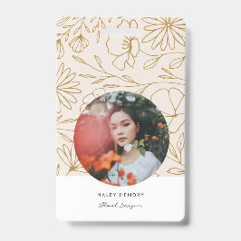 Modern Minimalist Floral Gold Pattern Ausweis
