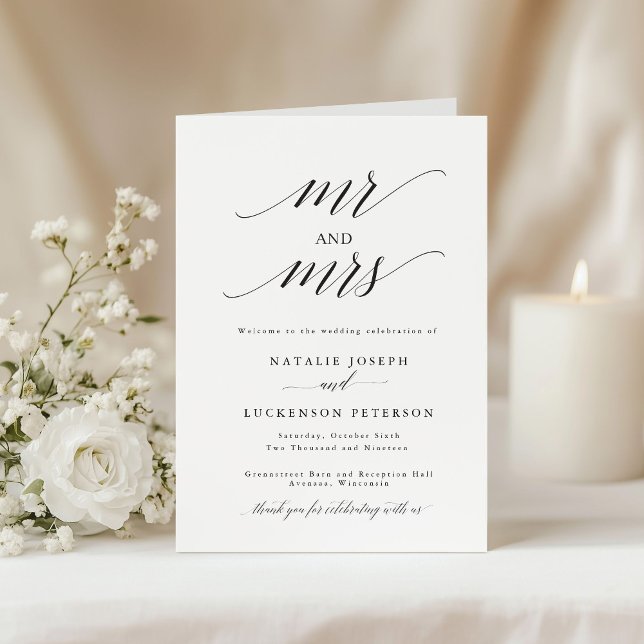 Modern Minimalist Folded Wedding Program Programm (Von Creator hochgeladen)