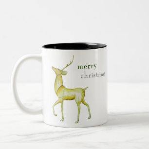Modern minimalist frohe Weihnachten Rentiere  Zweifarbige Tasse