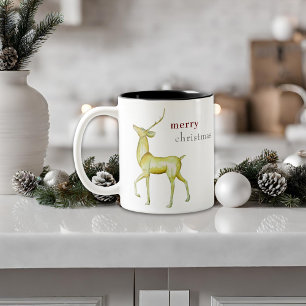 Modern minimalist frohe Weihnachten Rentiere Zweifarbige Tasse