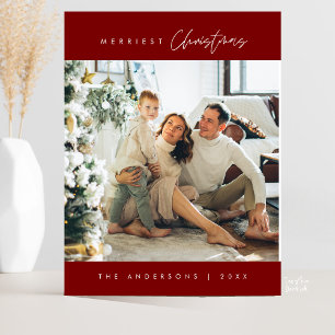 Modern minimalist, fröhlichster Weihnachtsfamilien Postkarte