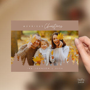 Modern minimalist, fröhlichster Weihnachtsfamilien Postkarte